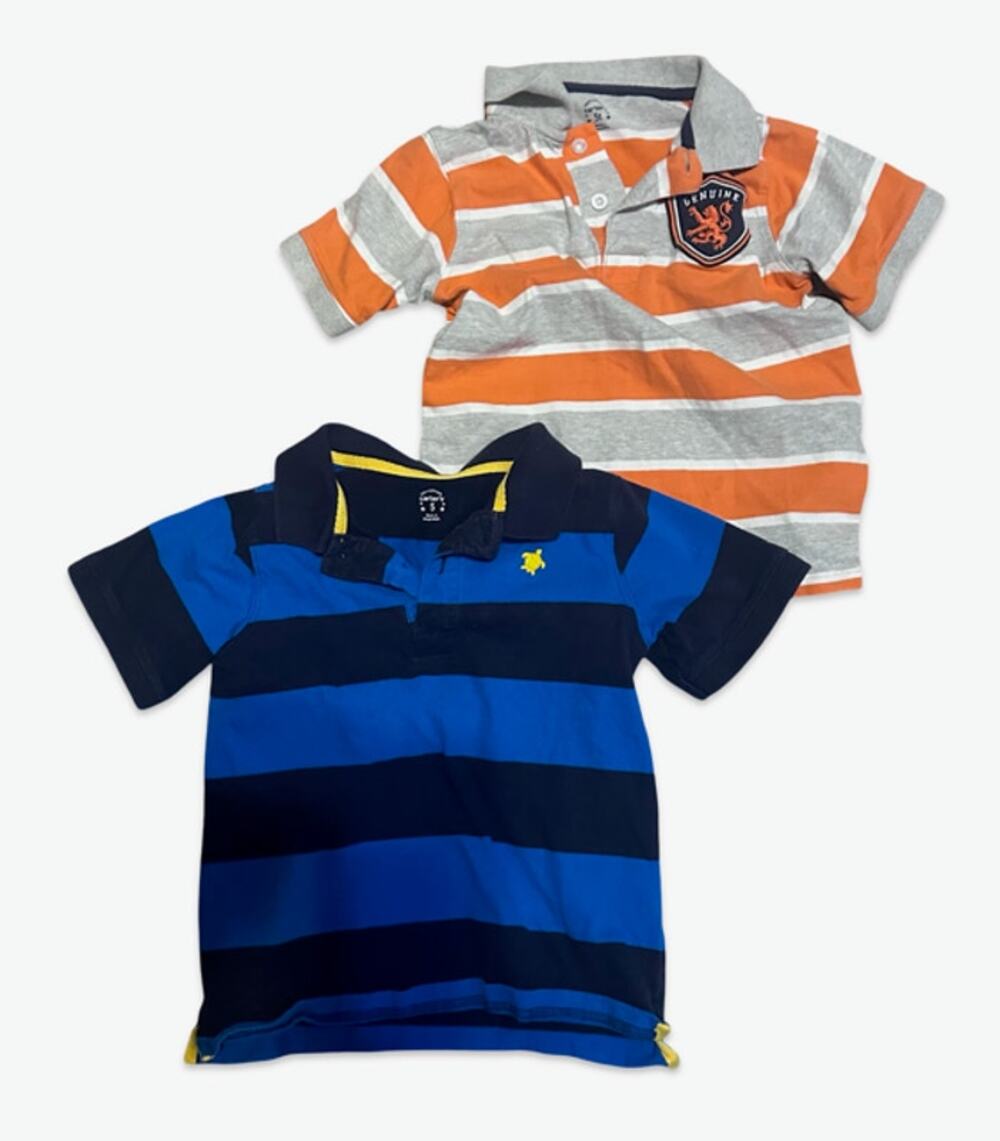Carter's Polo Shirt Lot Size 5T 2 Pc Blue Orange Striped